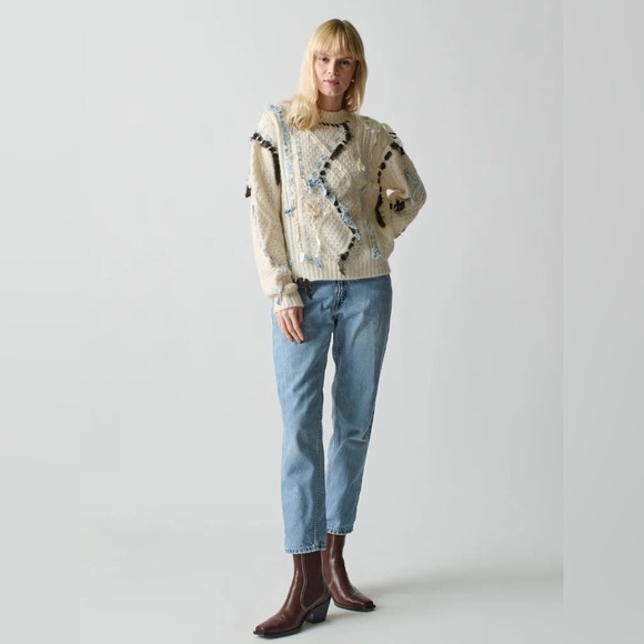 LINGUA FRANCA Jade Cable Knit Crewneck Sweater Alpaca Wool Size 2X - Picture 2 of 13